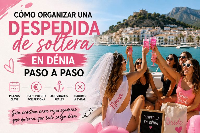 Grupo de amigas celebrando una despedida de soltera en barco en Dénia con guía paso a paso para organizar el plan